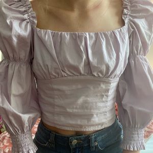 H&M Puff Sleeve Cropped Blouse